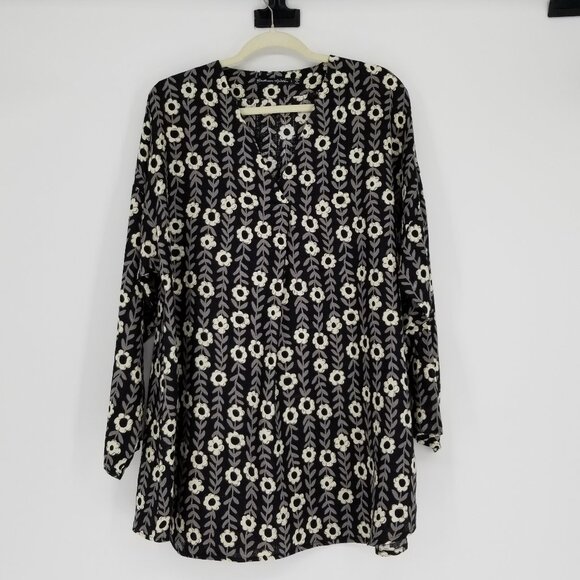 Gudrun Sjoden Linen Shirt - Oversized L, Scandi, Abstract Modern Floral - Picture 1 of 8